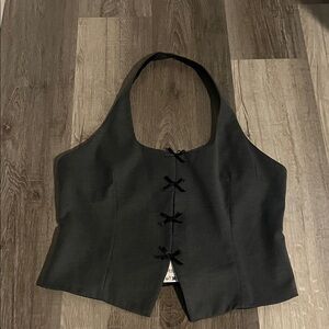 Zara Bow Black Halter Top